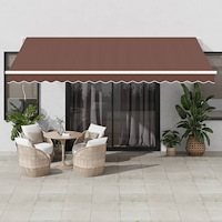 vidaXL Markis automatiskt infällbar med LED brun 450x300 cm