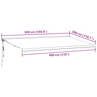 vidaXL Markis automatiskt infällbar 500x300 cm brun