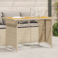 vidaXL Trädgårdsbord med träskiva beige 110x68x70 cm konstrotting