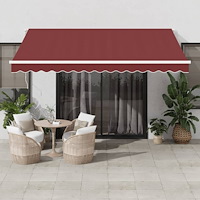 vidaXL Elektrisk Markis 4 x 3,5 m Vinröd 100% Polyester