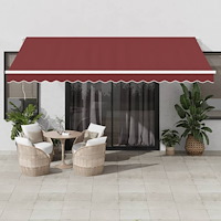 vidaXL Markis manuellt infällbar vinröd 450x350 cm
