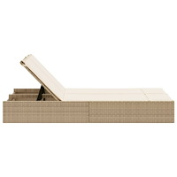 vidaXL Dubbel solsäng med dynor beige konstrotting