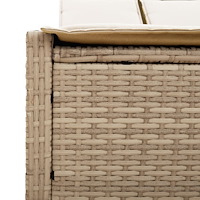 vidaXL Dubbel solsäng med dynor beige konstrotting