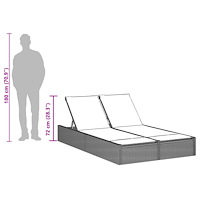 vidaXL Dubbel solsäng med dynor beige konstrotting
