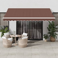 vidaXL Markis manuellt infällbar med LED brun 400x350 cm