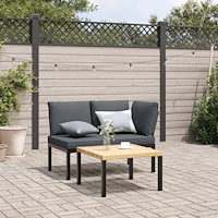 vidaXL Trädgårdsbänk med dynor svart aluminium