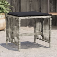 vidaXL Trädgårdspallar med dynor 4 st ljusgrå 41x41x36 cm konstrotting