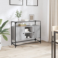 vidaXL Skänk med glasskiva grå sonoma 98x35x81 cm konstruerat trä