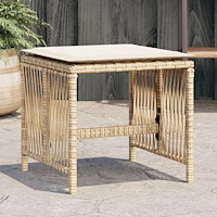 vidaXL Trädgårdspallar med dynor 4 st beige 41x41x36 cm konstrotting
