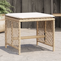 vidaXL Trädgårdspallar med dynor 4 st beige 41x41x36 cm konstrotting