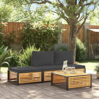 vidaXL Loungeset med dynor 4 delar massivt akaciaträ