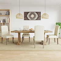 vidaXL Matstolar 4 st beige linnedesign tyg