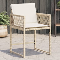 vidaXL Trädgårdsstolar med dynor 4 st beige konstrotting
