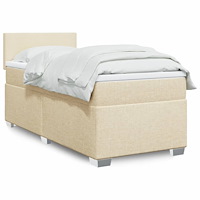 vidaXL Ramsäng med madrass gräddvit 80x200 cm tyg