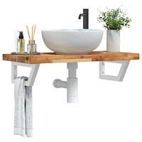 vidaXL Väggmonterad handfatshylla stål och massivt akaciaträ