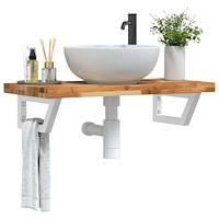 vidaXL Väggmonterad handfatshylla stål och massivt akaciaträ