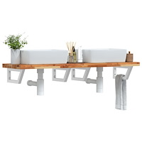 vidaXL Väggmonterad handfatshylla stål och massivt akaciaträ