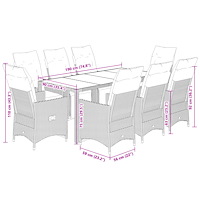vidaXL Caféset med dynor 9 delar konstrotting brun