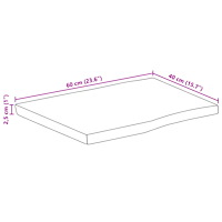 vidaXL Bordsskiva 60x40x2,5 cm levande kant massivt grovt mangoträ