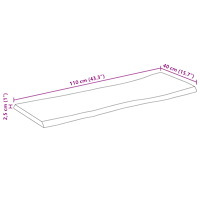 vidaXL Bordsskiva 110x40x2,5 cm levande kant massivt grovt mangoträ
