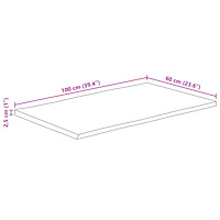 vidaXL Bordsskiva 100x60x2,5 cm levande kant massivt grovt mangoträ