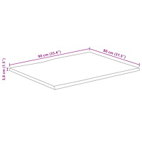 vidaXL Bordsskiva 90x80x3,8 cm levande kant massivt grovt mangoträ