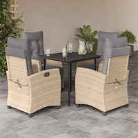 vidaXL Matgrupp för trädgården med dynor 5 delar mixbeige konstrotting