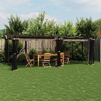 vidaXL Paviljong med nätväggar taupe 6x3 m stål
