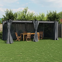 vidaXL Paviljong med draperi antracit 6x3 m stål