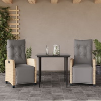 vidaXL Matgrupp för trädgården med dynor 3 delar mixbeige konstrotting