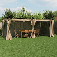 vidaXL Paviljong med draperi taupe 6x3 m stål