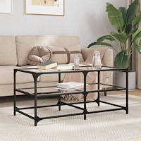 vidaXL Soffbord med transparent glasskiva 98,5x50x45 cm stål