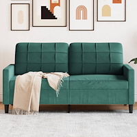 vidaXL Soffa 2-sits mörkgrön 140 cm sammet