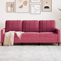 vidaXL 3-sitssoffa vinröd 180 cm sammet