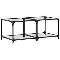 vidaXL Soffbord med transparent glasskiva 2 st 50x50x40 cm stål