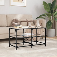 vidaXL Soffbord med transparent glasskiva 78,5x40x45 cm stål