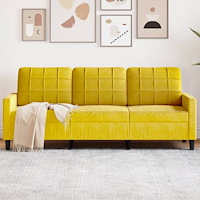 vidaXL 3-sitssoffa gul 180 cm sammet