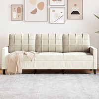 vidaXL 3-sitssoffa gräddvit 180 cm sammet