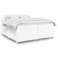 vidaXL Ramsäng med madrass vit 200x200 cm konstläder