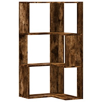 vidaXL Bokhylla hörn 3 hyllplan rökfärgad ek 50x50x102 cm