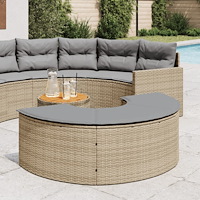 vidaXL Trädgårdspall med dyna beige konstrotting