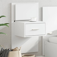 vidaXL Väggmonterat sängbord med LED-lampor vit
