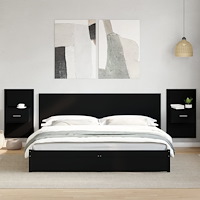 vidaXL Väggmonterade sängbord med LED-lampor 2 st svart