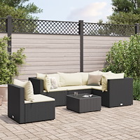 vidaXL Loungegrupp med dynor 6 delar svart konstrotting