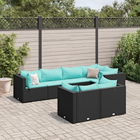vidaXL Loungegrupp för trädgården med dynor 7 delar svart konstrotting