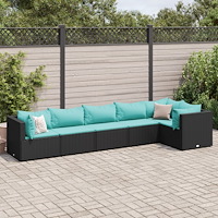 vidaXL Loungegrupp med dynor 6 delar svart konstrotting