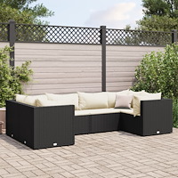 vidaXL Loungegrupp med dynor 6 delar svart konstrotting