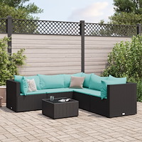 vidaXL Loungegrupp med dynor 6 delar svart konstrotting
