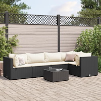 vidaXL Loungegrupp med dynor 6 delar svart konstrotting