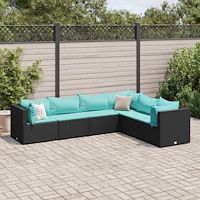 vidaXL Loungegrupp med dynor 6 delar svart konstrotting